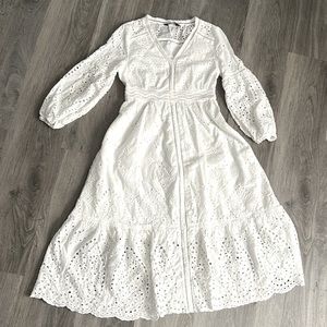 OPT White long sleeve XS lace dress